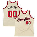Custom Cream Red-Black Authentic Throwback Basketball Jersey photo 1