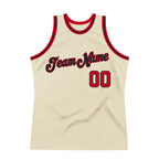 Custom Cream Red-Black Authentic Throwback Basketball Jersey photo 4