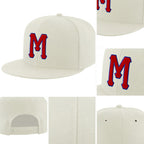 Custom Cream Red-Royal Stitched Adjustable Snapback Hat detail