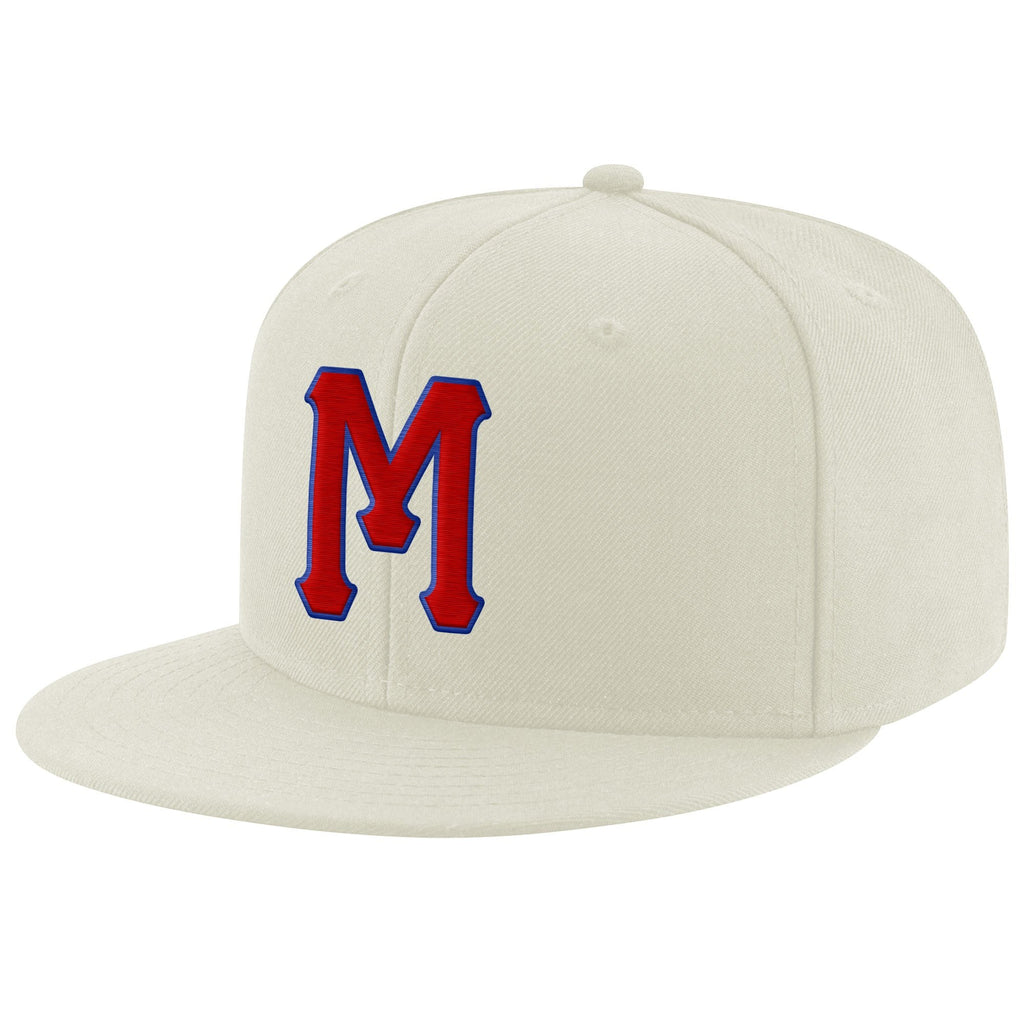 Custom Cream Red-Royal Stitched Adjustable Snapback Hat photo 1