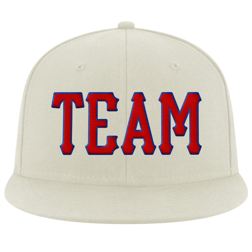 Custom Cream Red-Royal Stitched Adjustable Snapback Hat photo 2