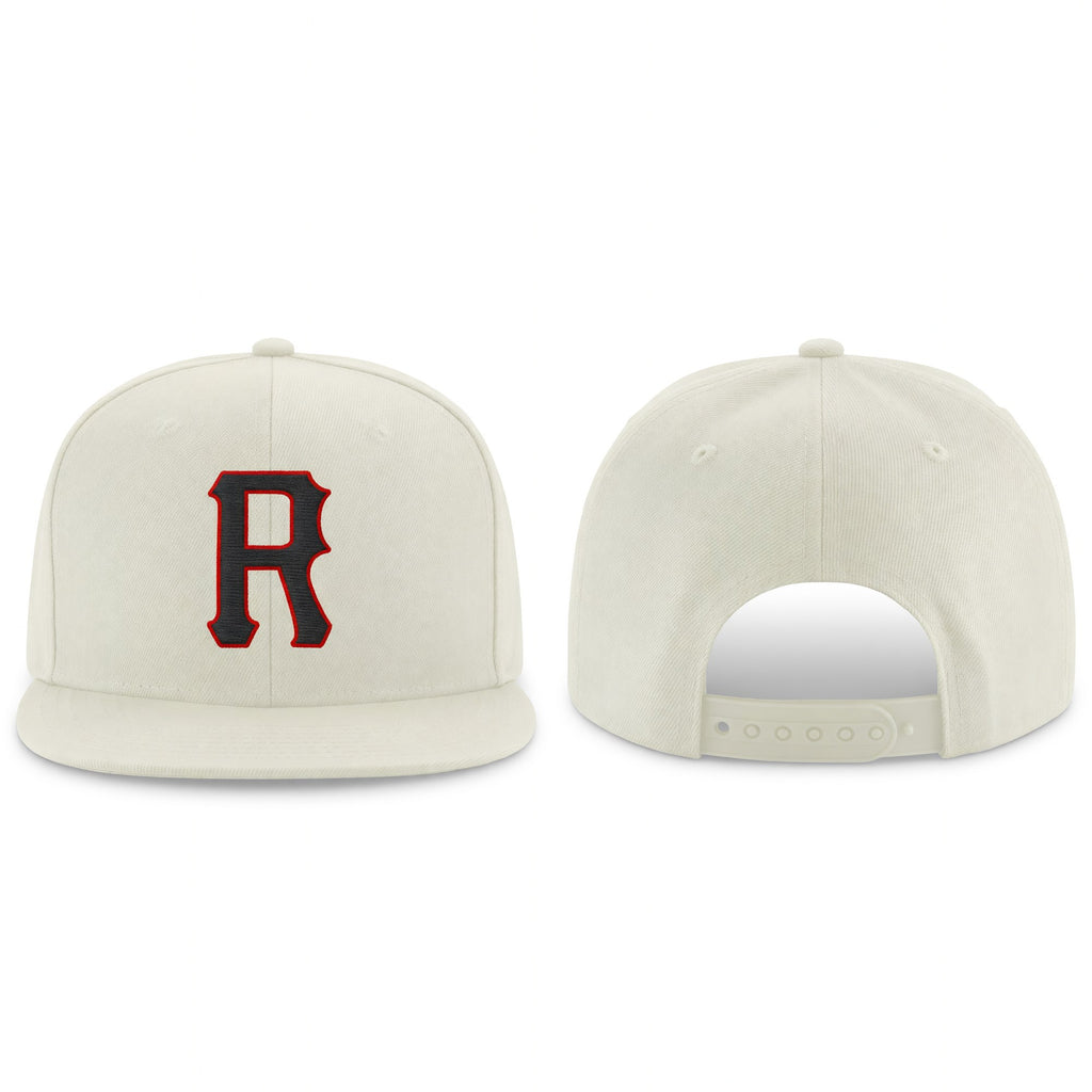Custom Cream Black-Red Stitched Adjustable Snapback Hat