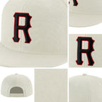 Custom Cream Black-Red Stitched Adjustable Snapback Hat detail