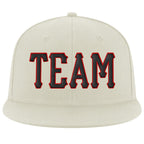 Custom Cream Black-Red Stitched Adjustable Snapback Hat photo 2