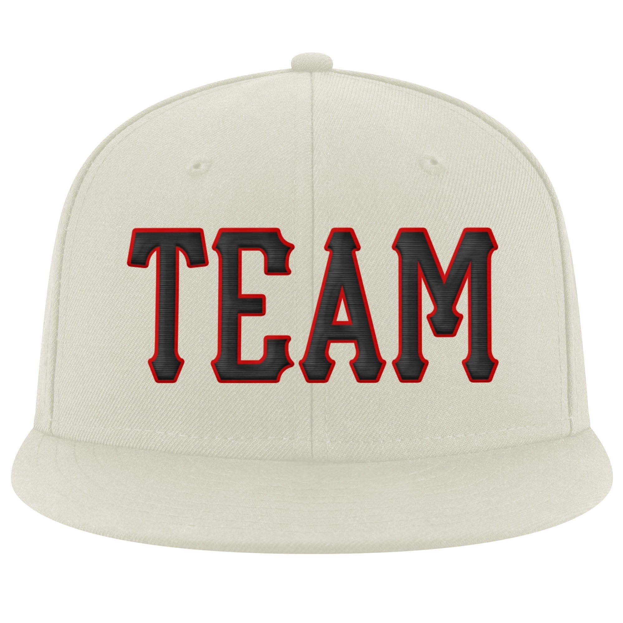 Custom Cream Black-Red Stitched Adjustable Snapback Hat photo 2