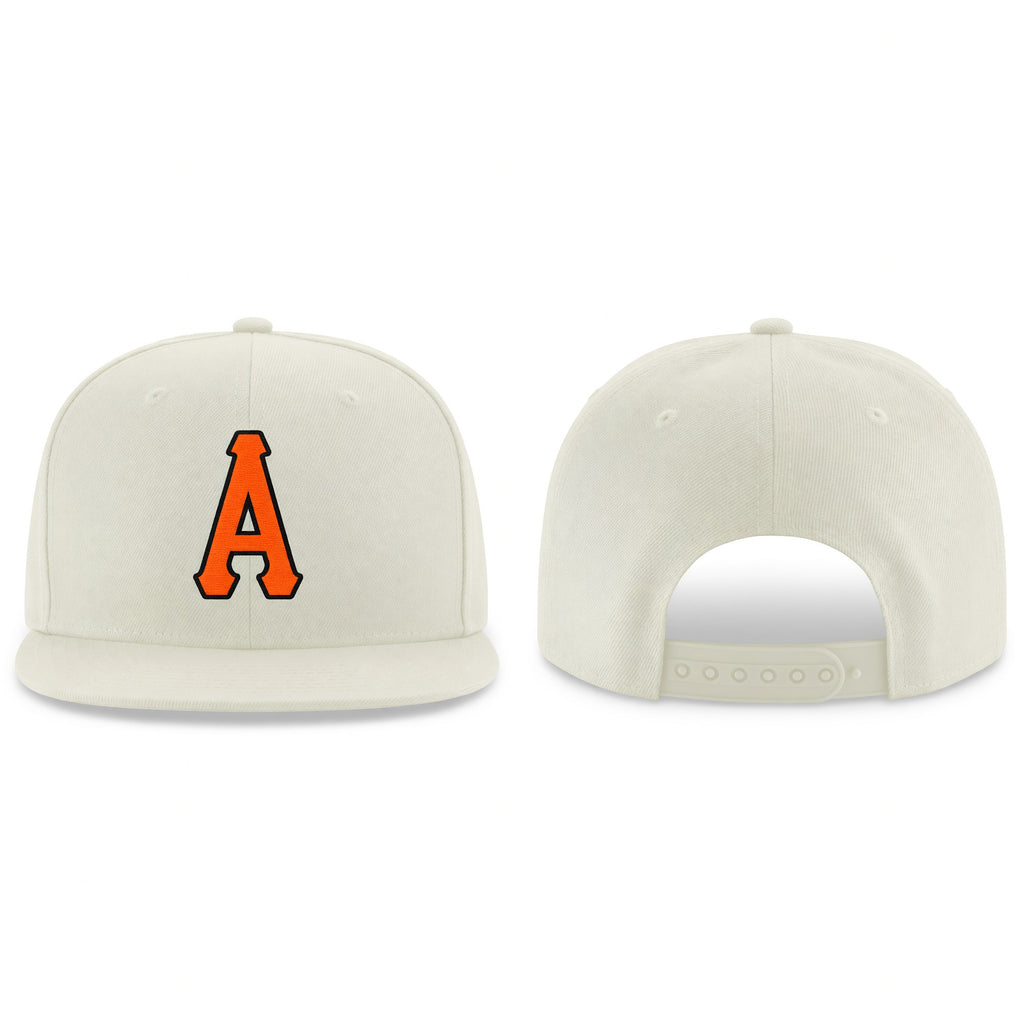 Custom Cream Orange-Black Stitched Adjustable Snapback Hat