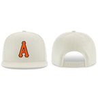 Custom Cream Orange-Black Stitched Adjustable Snapback Hat