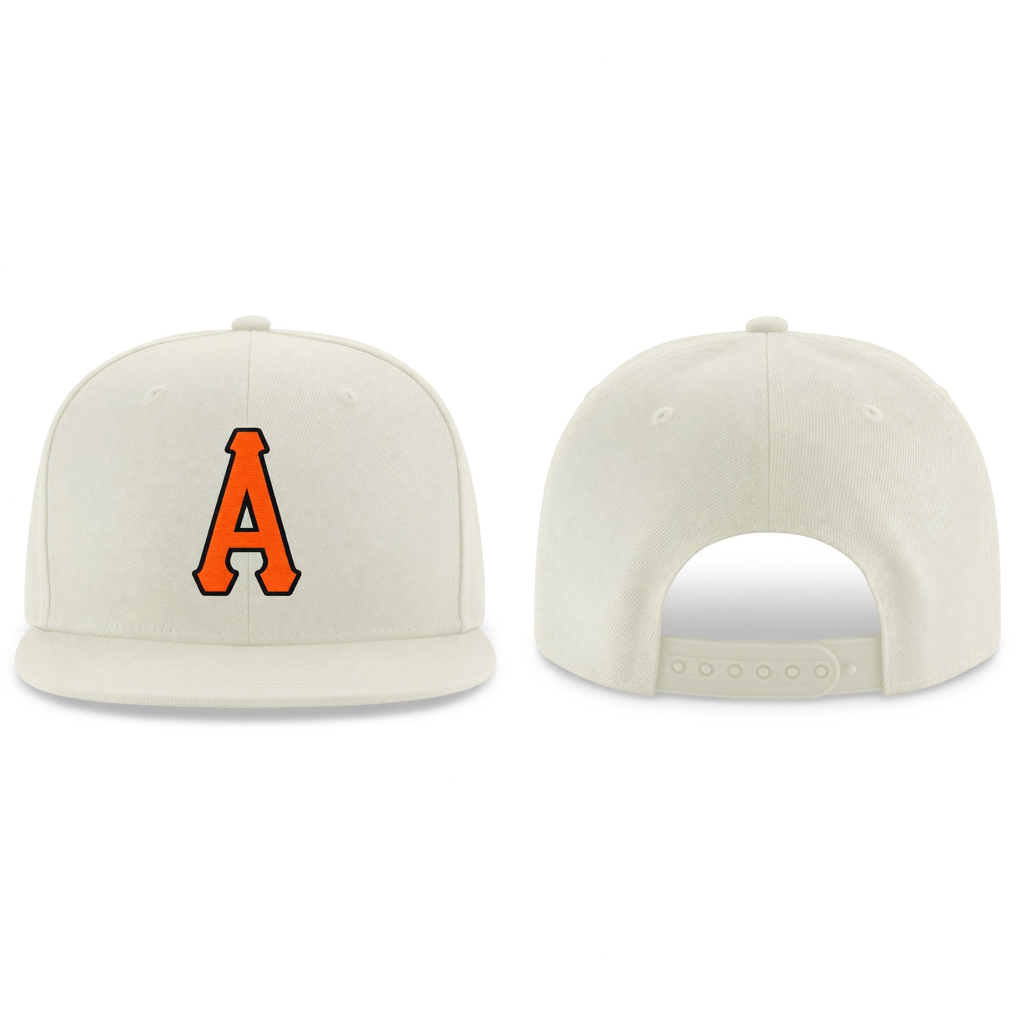 Custom Cream Orange-Black Stitched Adjustable Snapback Hat