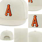 Custom Cream Orange-Black Stitched Adjustable Snapback Hat detail