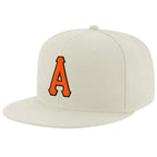 Custom Cream Orange-Black Stitched Adjustable Snapback Hat photo 1