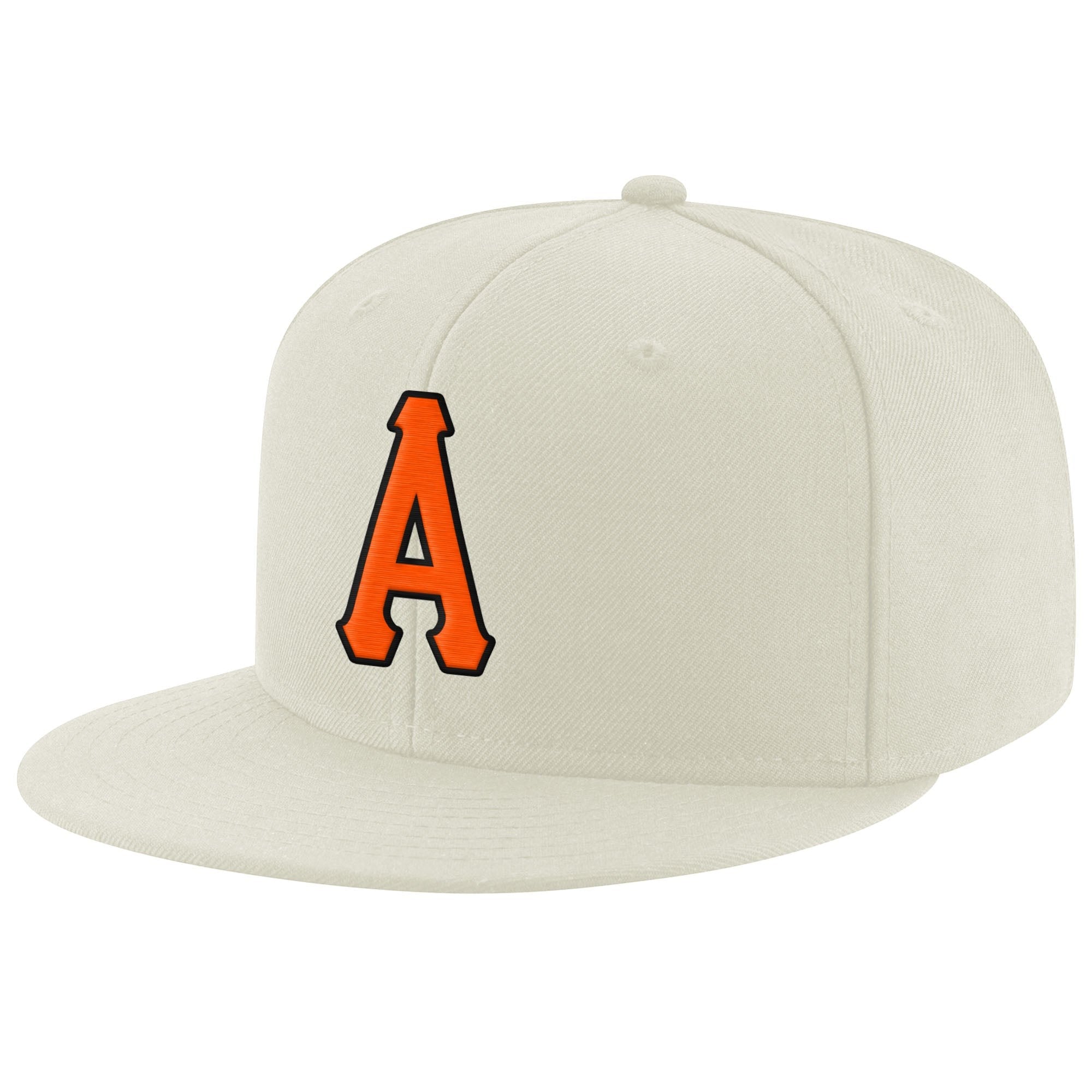 Custom Cream Orange-Black Stitched Adjustable Snapback Hat photo 1
