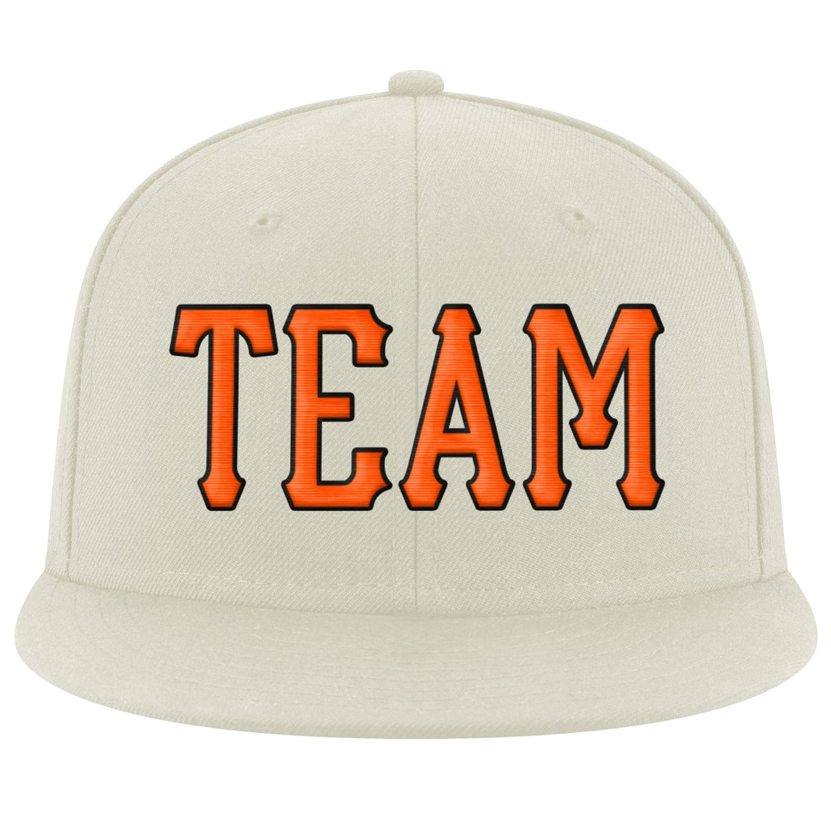 Custom Cream Orange-Black Stitched Adjustable Snapback Hat photo 2