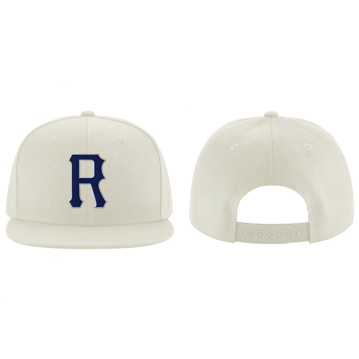 Custom Cream Navy-Gray Stitched Adjustable Snapback Hat