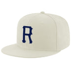 Custom Cream Navy-Gray Stitched Adjustable Snapback Hat photo 1