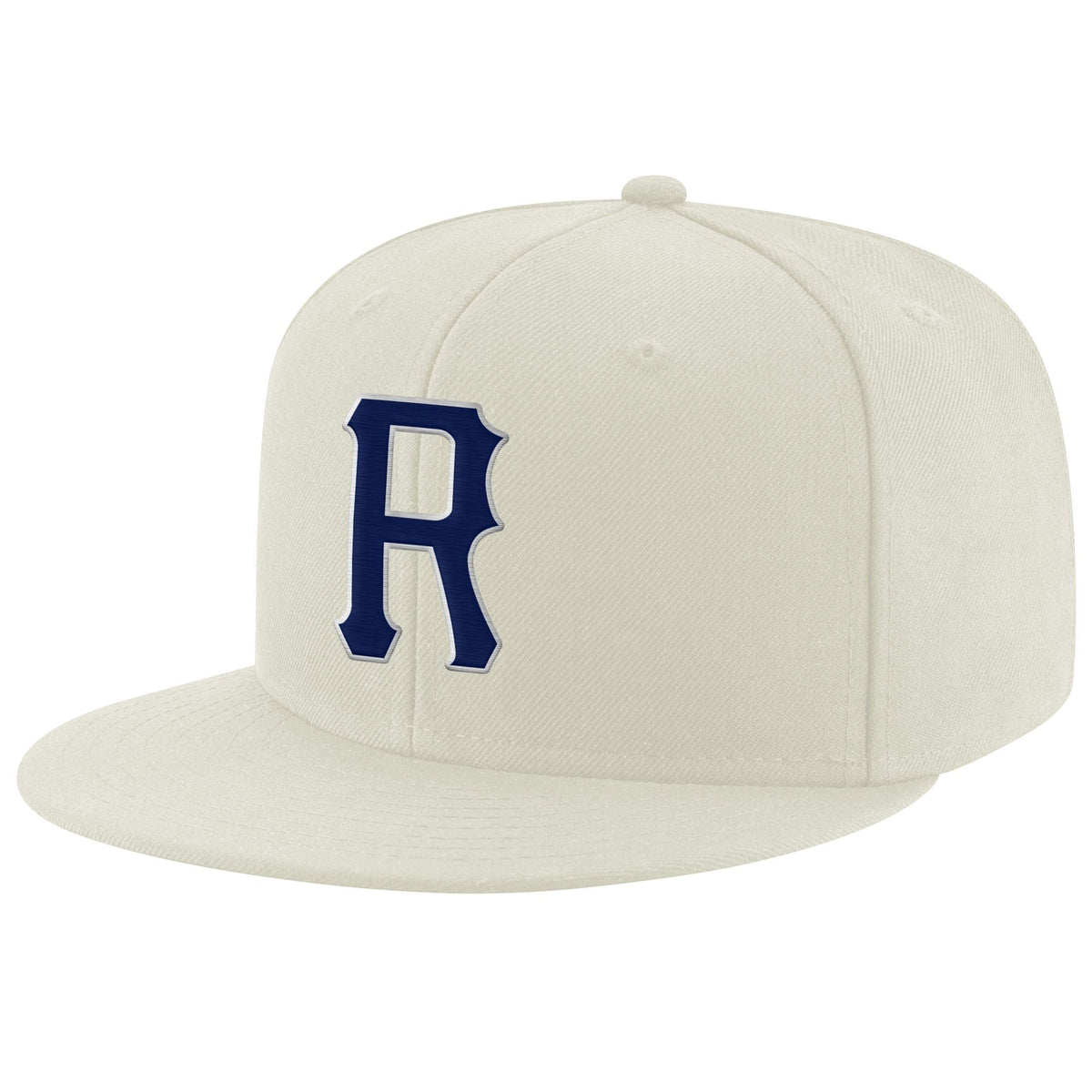 Custom Cream Navy-Gray Stitched Adjustable Snapback Hat photo 1