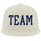 Custom Cream Navy-Gray Stitched Adjustable Snapback Hat photo 2