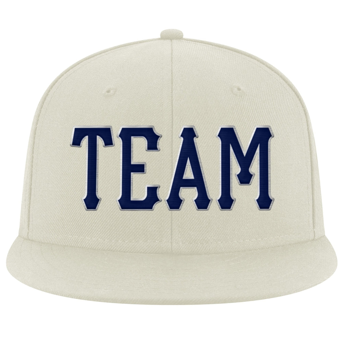 Custom Cream Navy-Gray Stitched Adjustable Snapback Hat photo 2