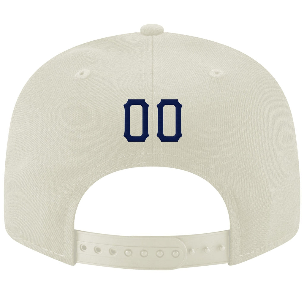 Custom Cream Navy-Gray Stitched Adjustable Snapback Hat photo 3