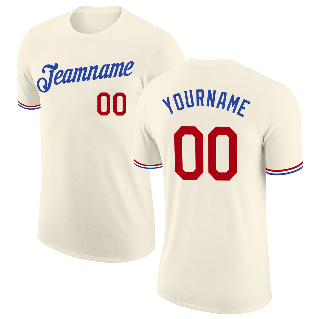 Custom Cream Red-Royal Performance T-Shirt