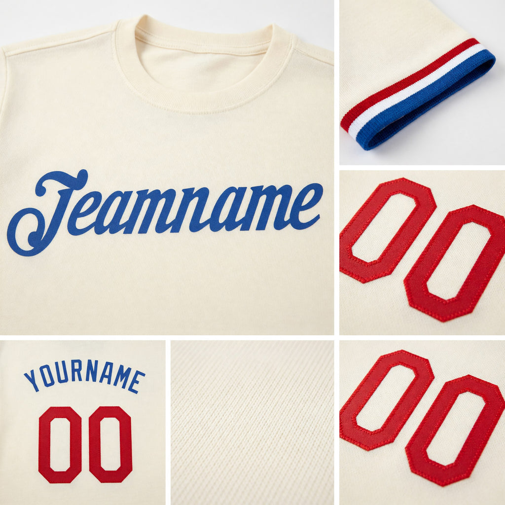 Custom Cream Red-Royal Performance T-Shirt detail