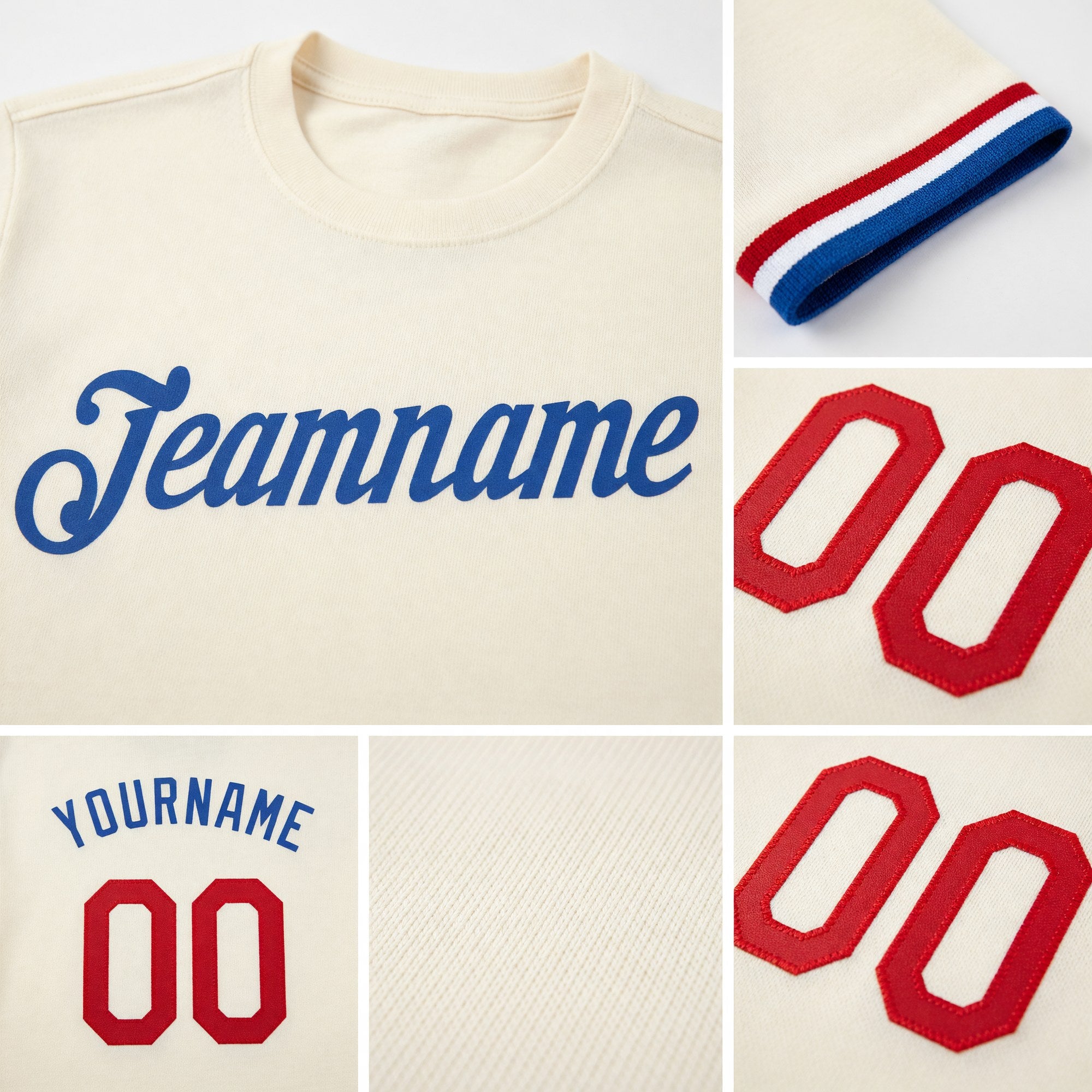 Custom Cream Red-Royal Performance T-Shirt detail