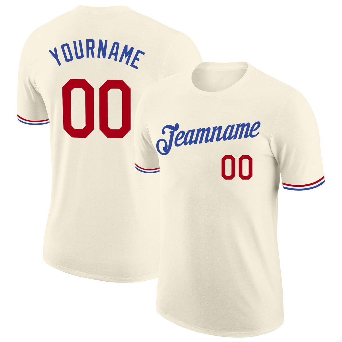 Custom Cream Red-Royal Performance T-Shirt photo 1