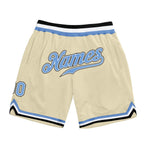 Custom Cream Light Blue-Black Authentic Throwback Basketball Shorts photo 1