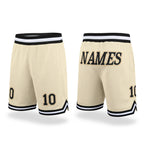 Custom Cream Black-Old Gold Authentic Throwback Basketball Shorts