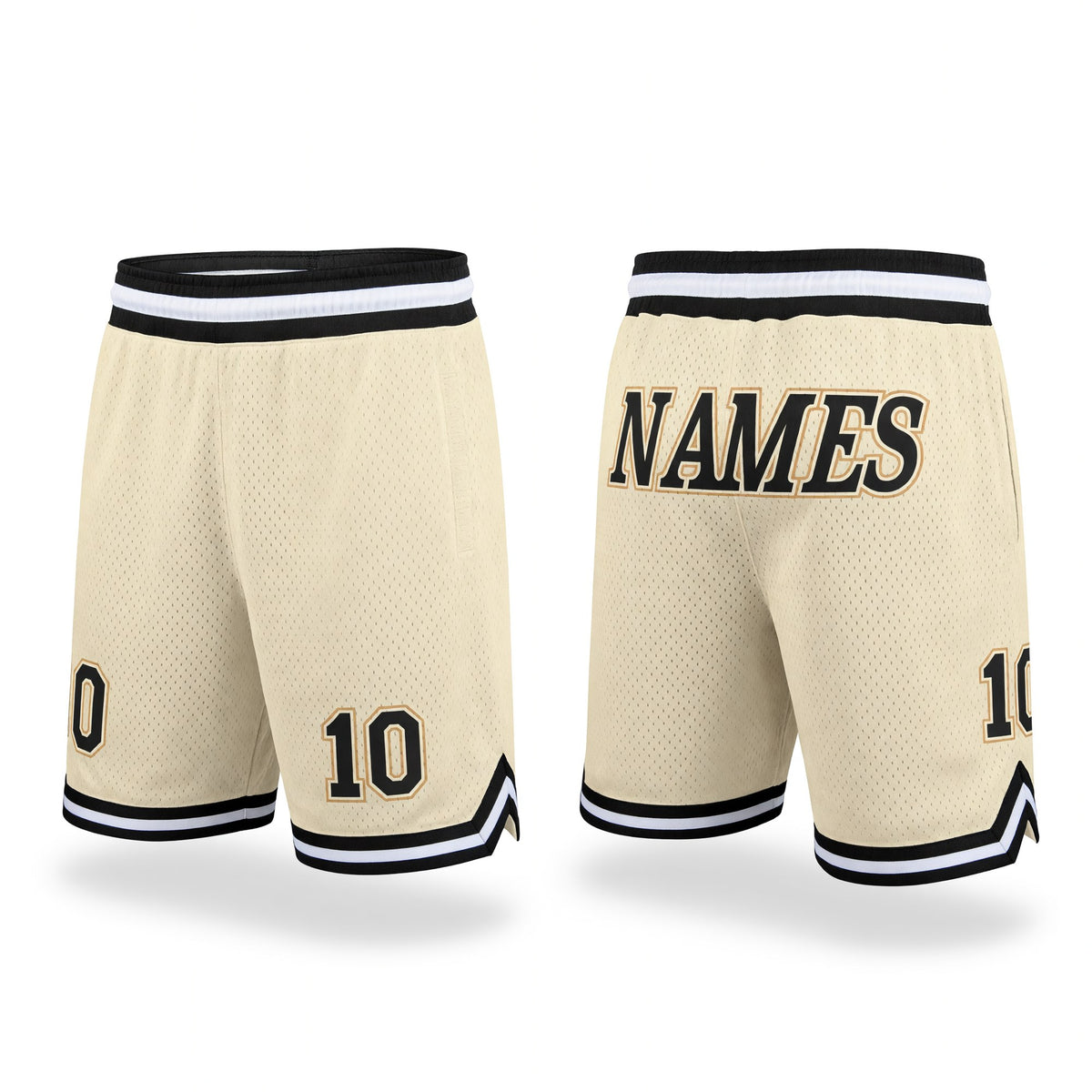 Custom Cream Black-Old Gold Authentic Throwback Basketball Shorts