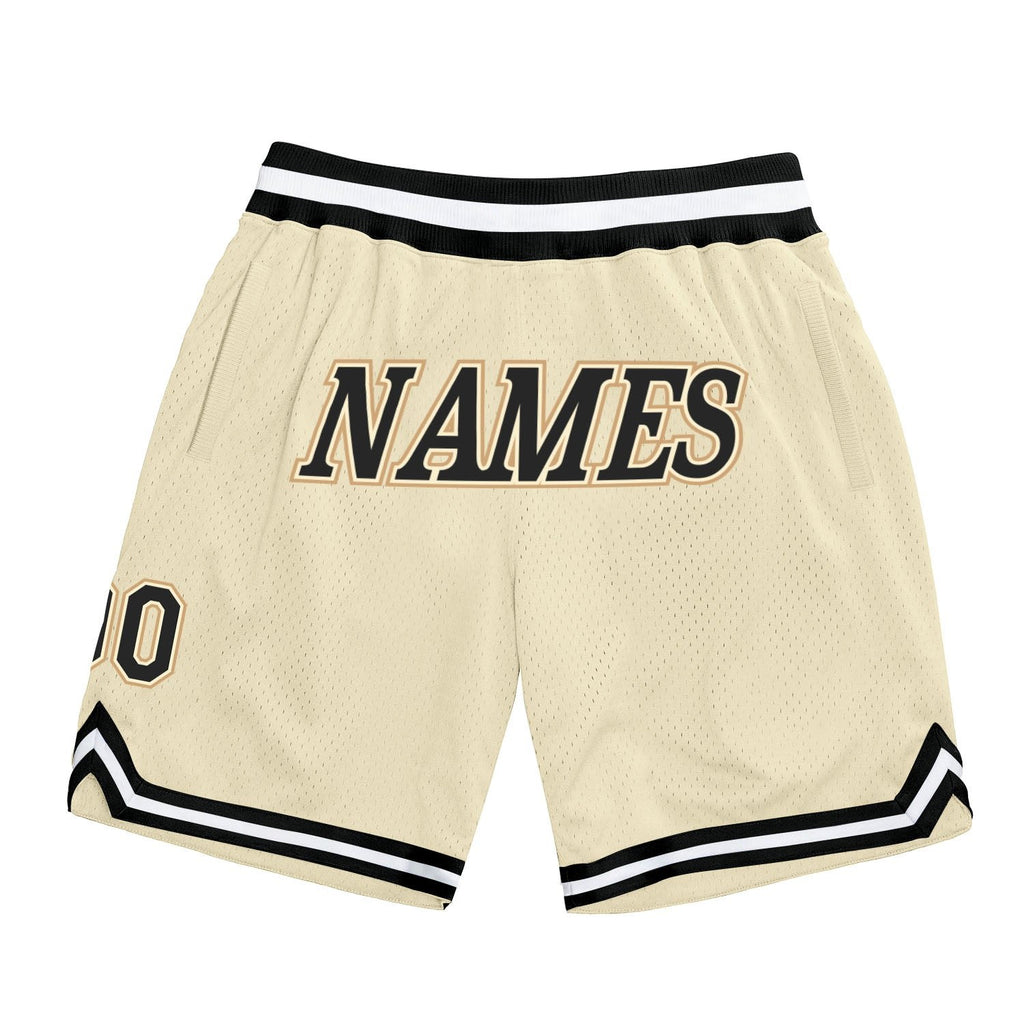 Custom Cream Black-Old Gold Authentic Throwback Basketball Shorts photo 1