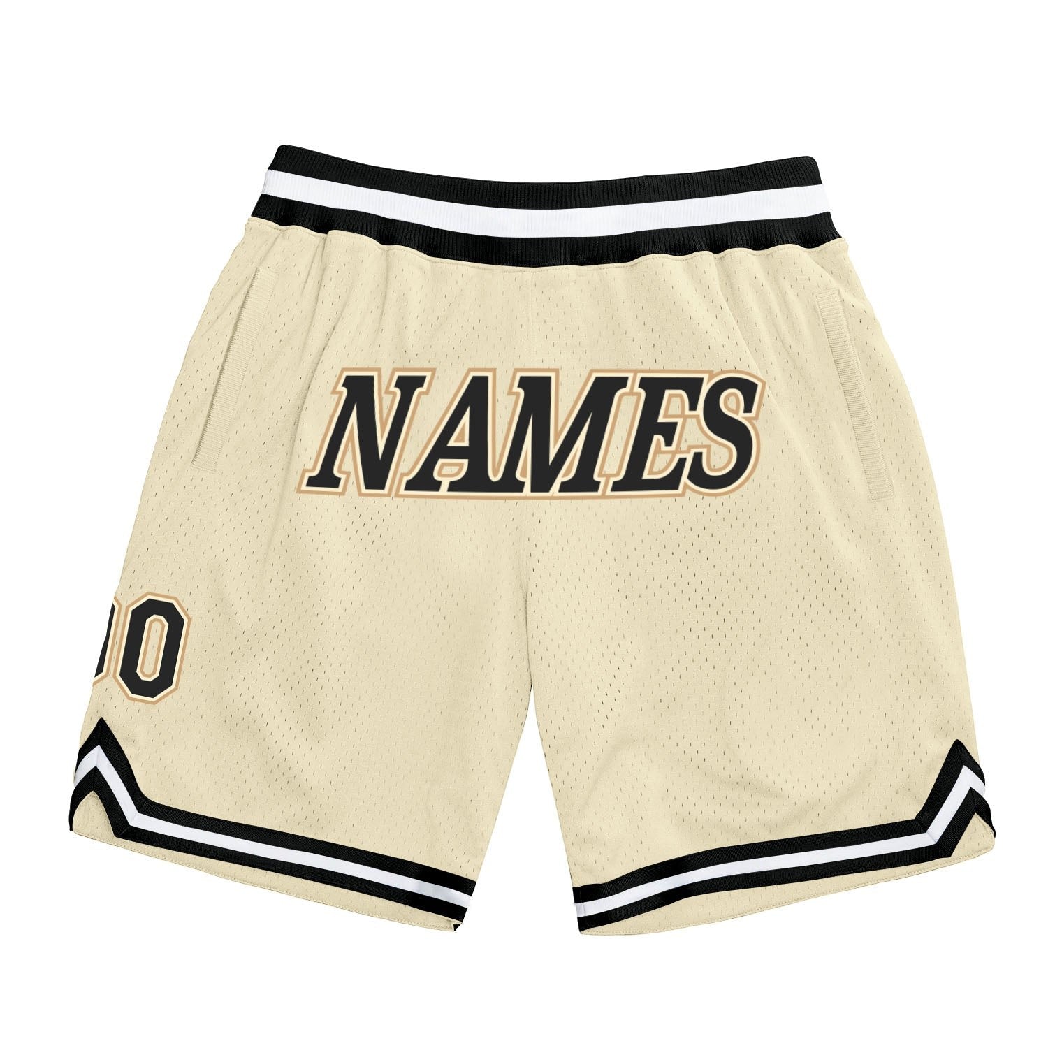 Custom Cream Black-Old Gold Authentic Throwback Basketball Shorts photo 1