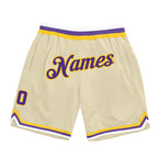 Custom Cream Purple-Gold Authentic Throwback Basketball Shorts photo 1