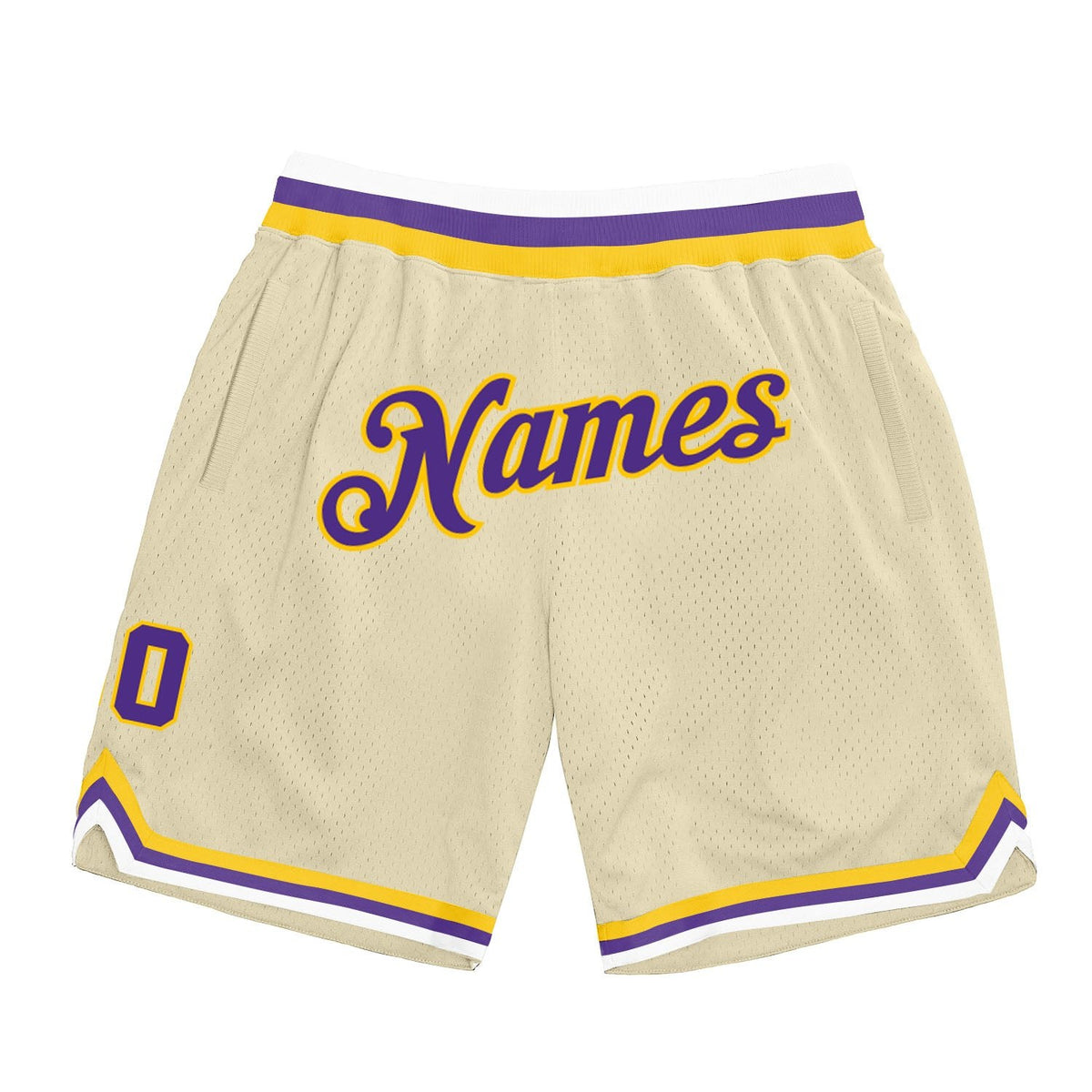 Custom Cream Purple-Gold Authentic Throwback Basketball Shorts photo 1
