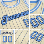 Custom Cream Navy Pinstripe Light Blue-Black Authentic Basketball Jersey detail