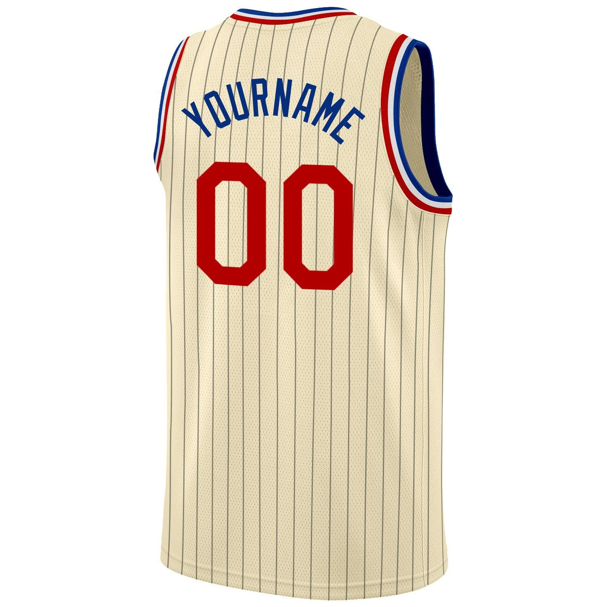 Custom Cream Black Pinstripe Red-Royal Authentic Basketball Jersey photo 5