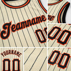 Custom Cream Black Pinstripe Black-Orange Authentic Basketball Jersey detail