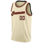 Custom Cream Black Pinstripe Black-Orange Authentic Basketball Jersey photo 4