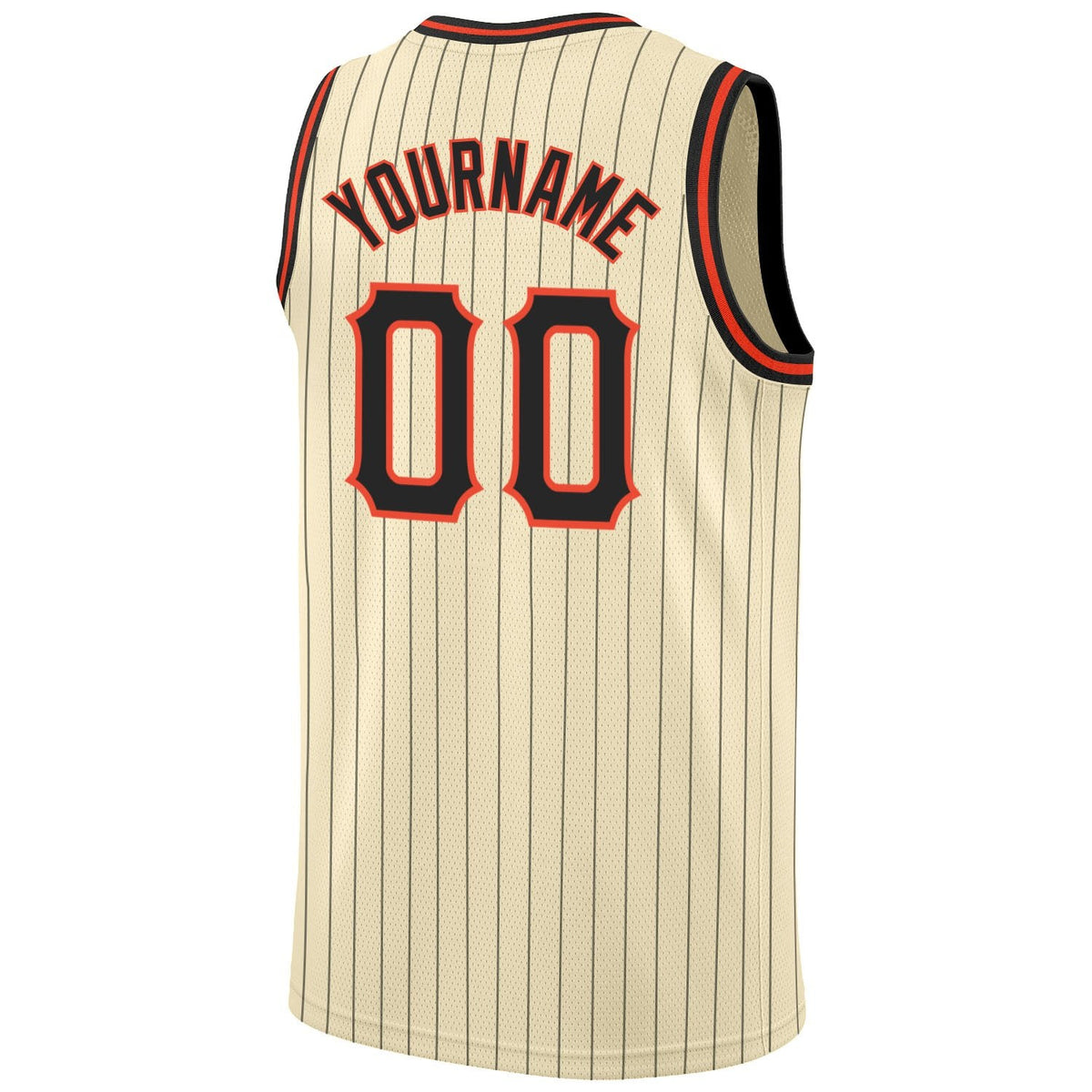 Custom Cream Black Pinstripe Black-Orange Authentic Basketball Jersey photo 5