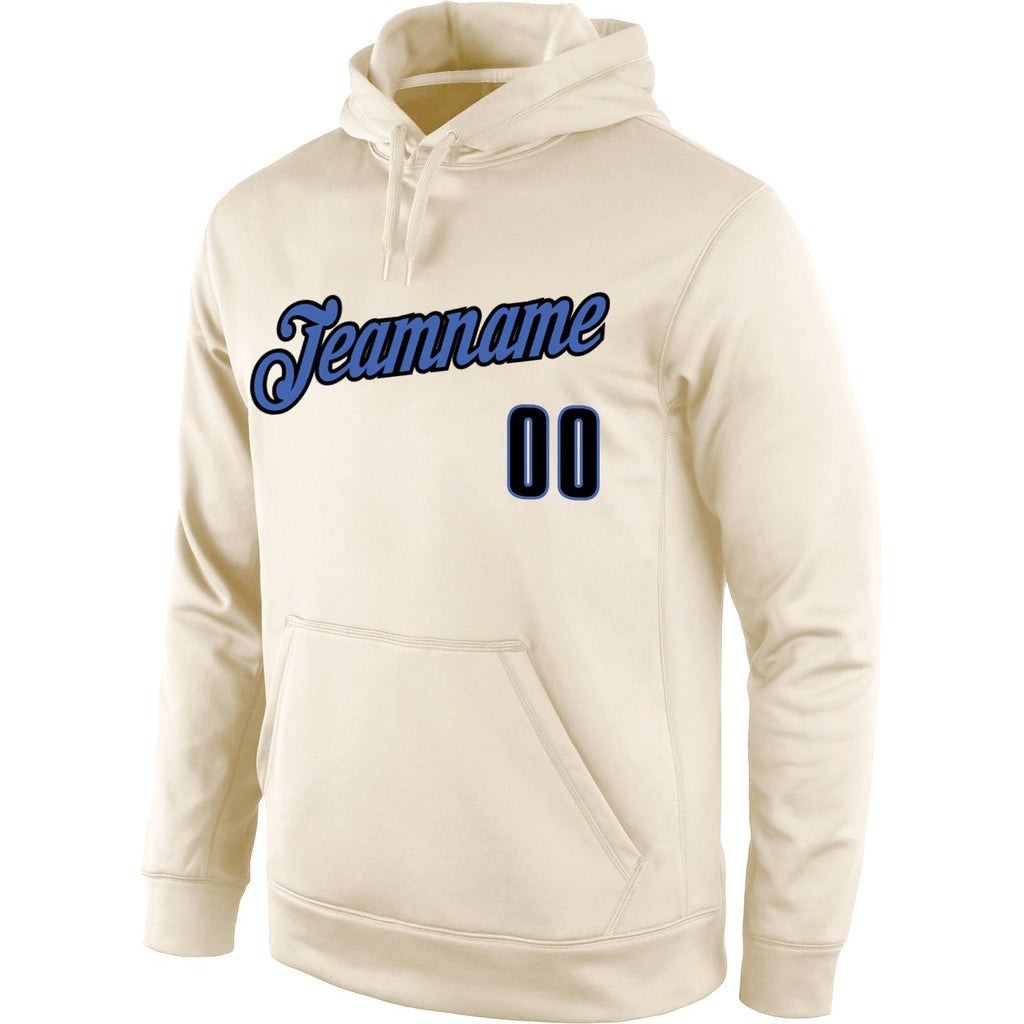 Custom Stitched Cream Black-Blue Sports Pullover Sweatshirt Hoodie photo 2