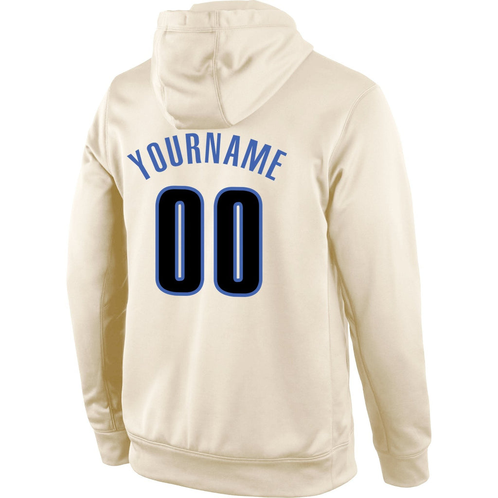 Custom Stitched Cream Black-Blue Sports Pullover Sweatshirt Hoodie photo 3