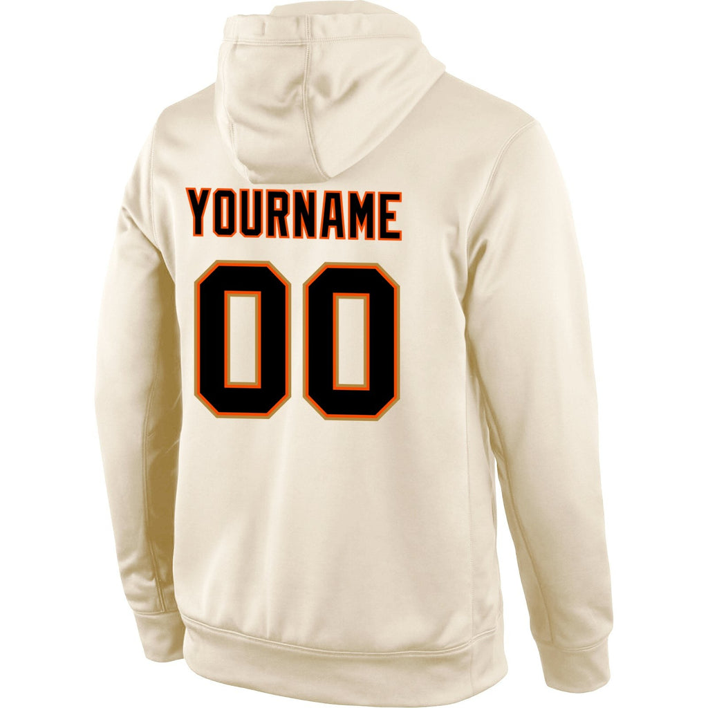 Custom Stitched Cream Black-Orange Sports Pullover Sweatshirt Hoodie photo 3