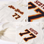 Custom Stitched Cream Black-Orange Sports Pullover Sweatshirt Hoodie photo 6