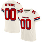 Custom Cream Red-Navy Mesh Authentic Football Jersey photo 1