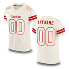 Custom Cream Cream-Red Mesh Authentic Football Jersey