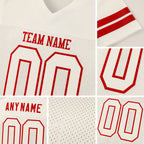 Custom Cream Cream-Red Mesh Authentic Football Jersey detail