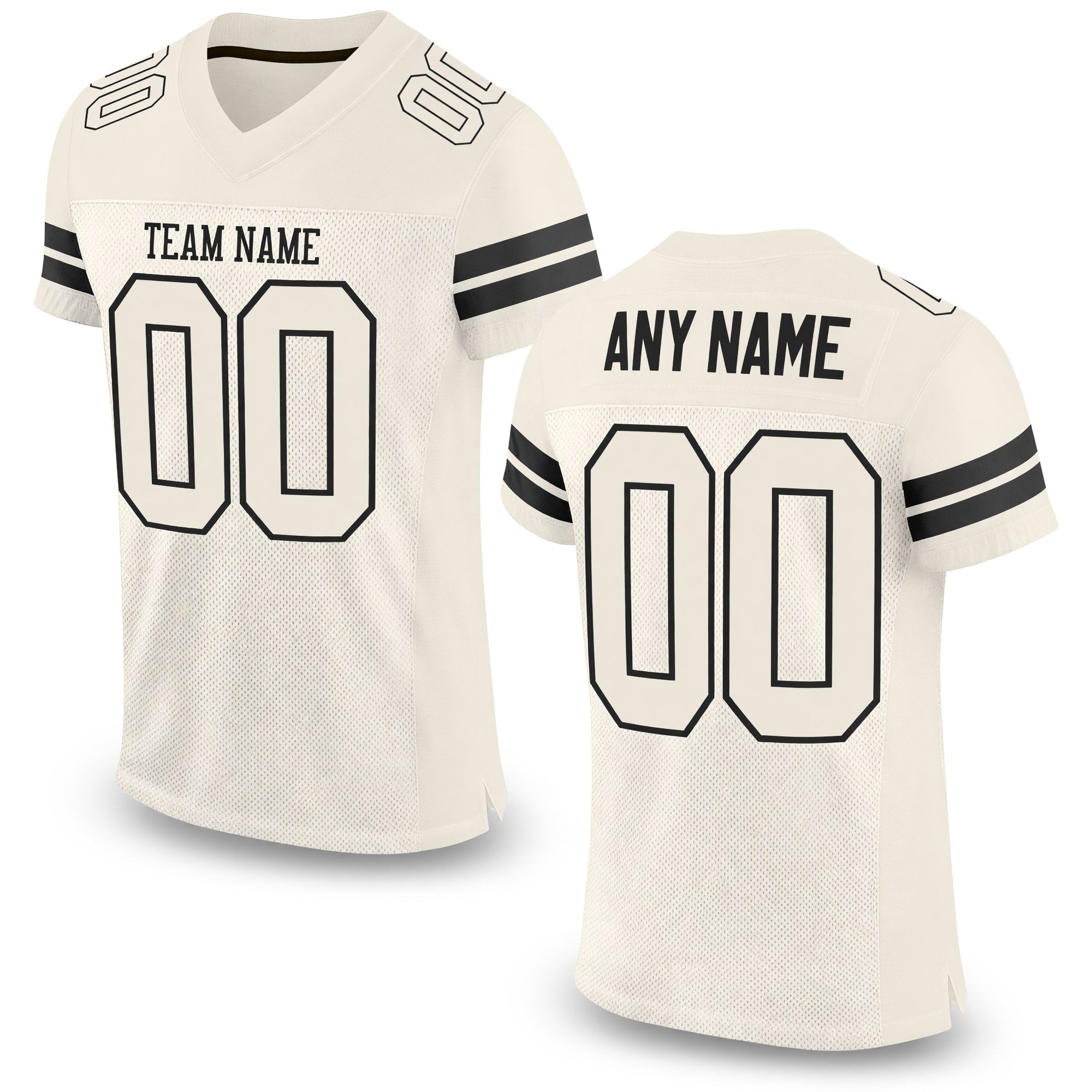 Custom Cream Cream-Black Mesh Authentic Football Jersey