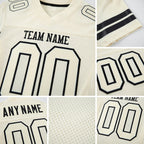 Custom Cream Cream-Black Mesh Authentic Football Jersey detail