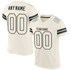 Custom Cream Cream-Black Mesh Authentic Football Jersey photo 1