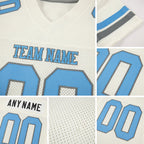 Custom Cream Light Blue-Steel Gray Mesh Authentic Football Jersey detail