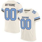 Custom Cream Light Blue-Steel Gray Mesh Authentic Football Jersey photo 1
